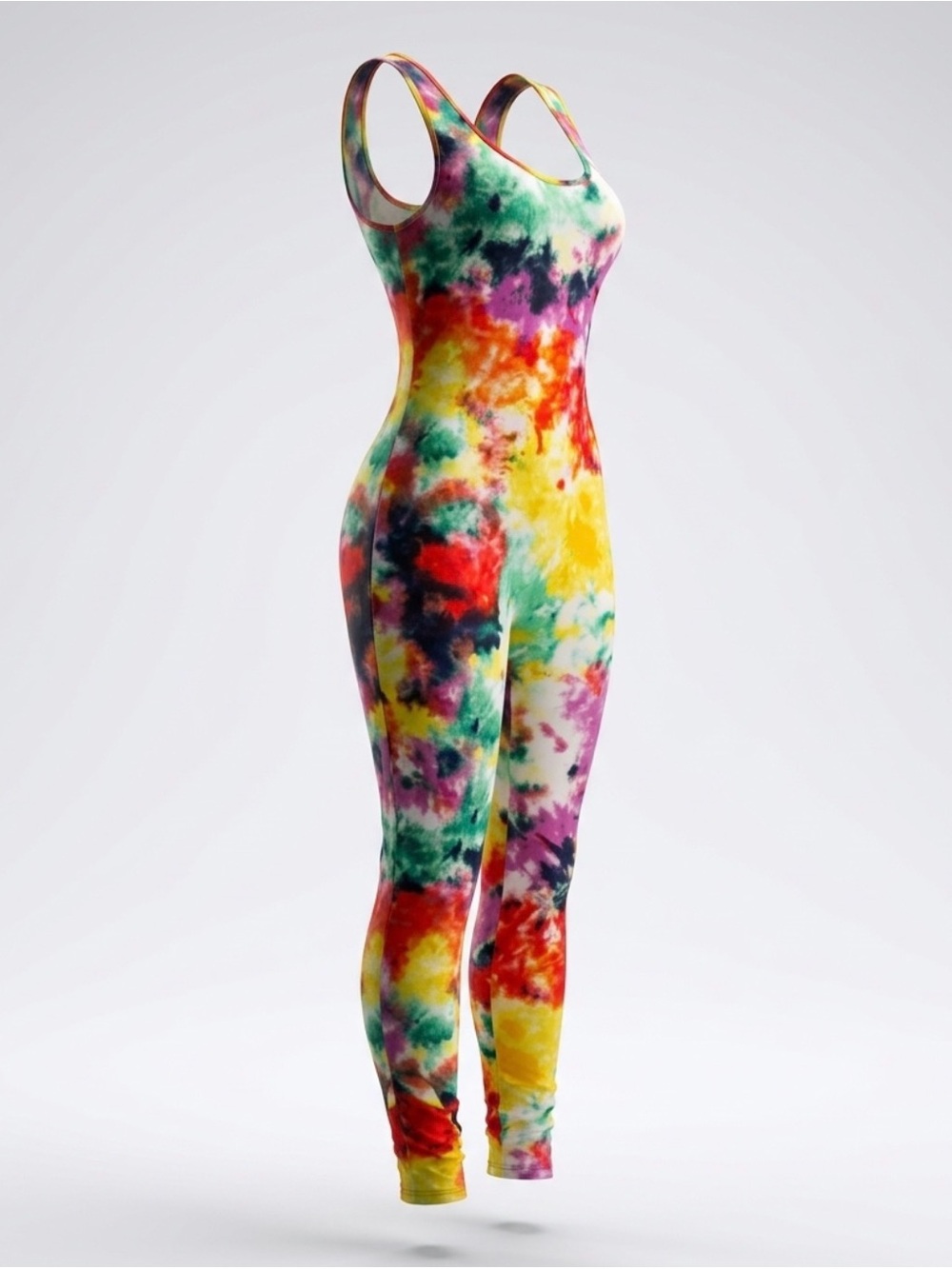 Colorful Tie-Dye Scoop Neck Jumpsuit